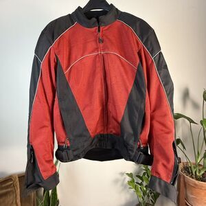 Shadow Armored Motorcycle Jacket Red Black Mesh Riding Jacket Padded Moto Size L
